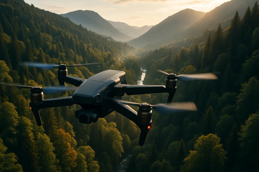 Cinematic Drone Above Forest Valley Drone Wallpaper  4 4K