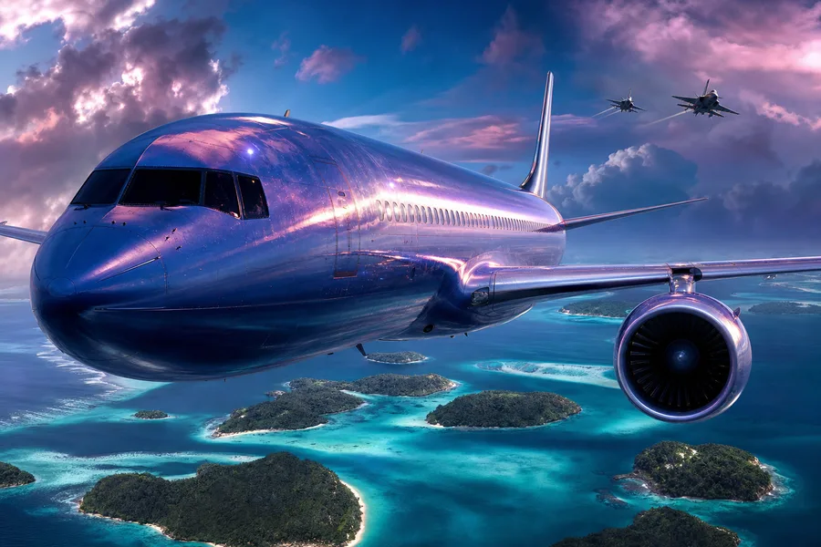 Commercial Airliner Above Tropical Islands In Clear Blue Sky Airplanes Wallpaper  2 4K