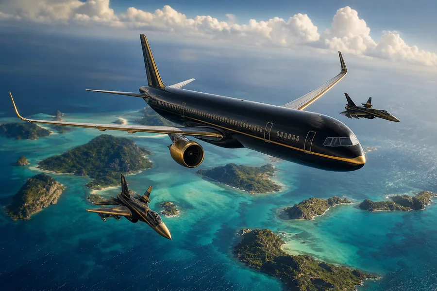 Commercial Airliner Above Tropical Islands In Clear Blue Sky Airplanes Wallpaper  2 4K