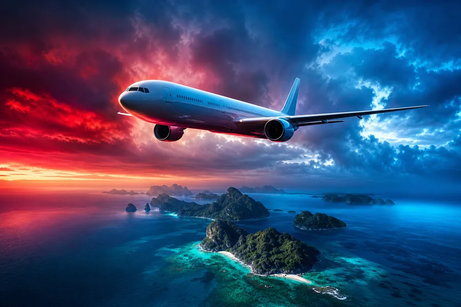 Commercial Airliner Above Tropical Islands In Clear Blue Sky Airplanes Wallpaper  2 4K