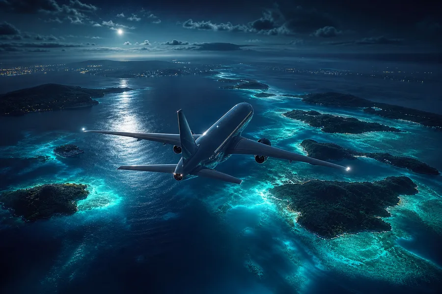 Commercial Airliner Above Tropical Islands In Clear Blue Sky Airplanes Wallpaper  2 4K