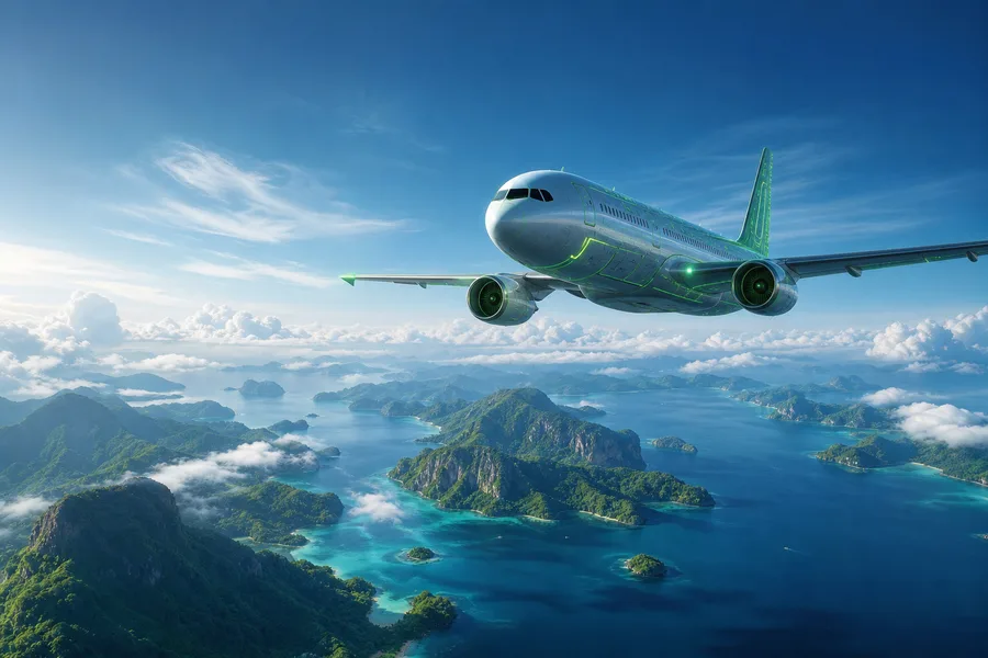 Commercial Airliner Above Tropical Islands In Clear Blue Sky Airplanes Wallpaper  2 4K