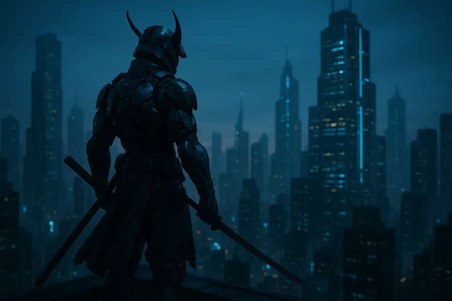 Cyber Samurai Standing On Skyscraper Cyberpunk Wallpaper  5 4K