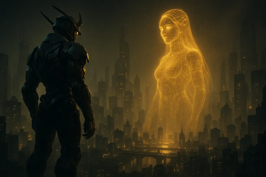 Cyber Samurai Standing On Skyscraper Cyberpunk Wallpaper  5 4K