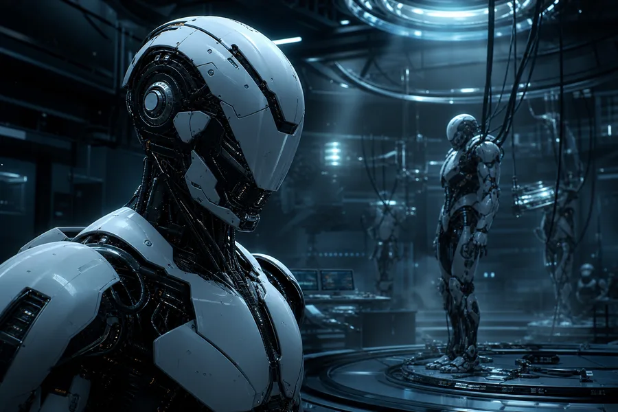 Cybernetic Robot In Dark Laboratory Robots Wallpaper  7 4K