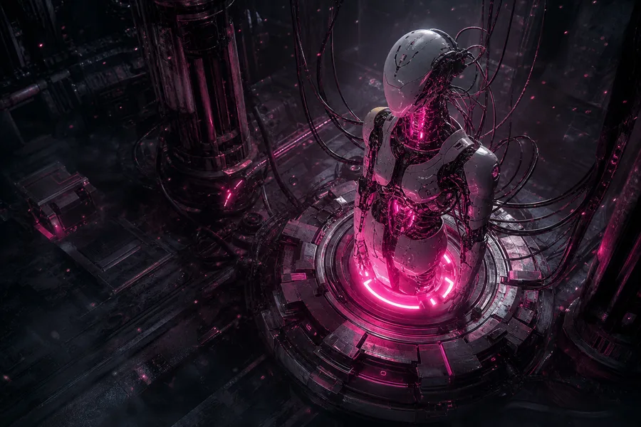 Cybernetic Robot In Dark Laboratory Robots Wallpaper  7 4K