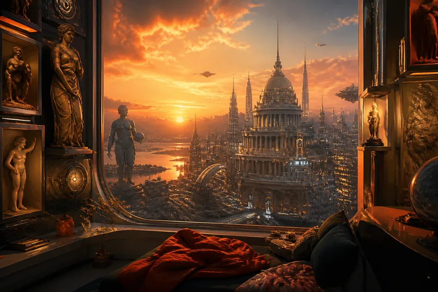 Cyberpunk Apartment Window View Art Wallpaper  14 4K