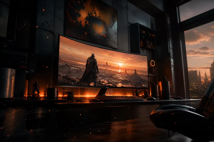 Cyberpunk Gaming Room With Ultrawide Monitor Gaming Wallpaper  4 4K