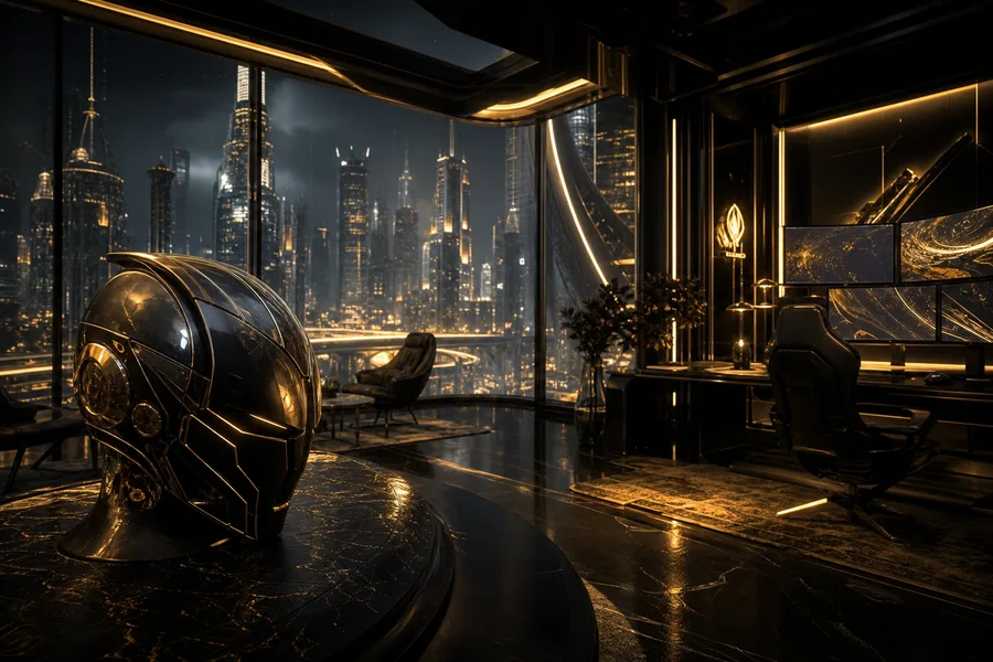 Cyberpunk Hacker Room With Neon Screens Architecture Wallpaper  3 4K