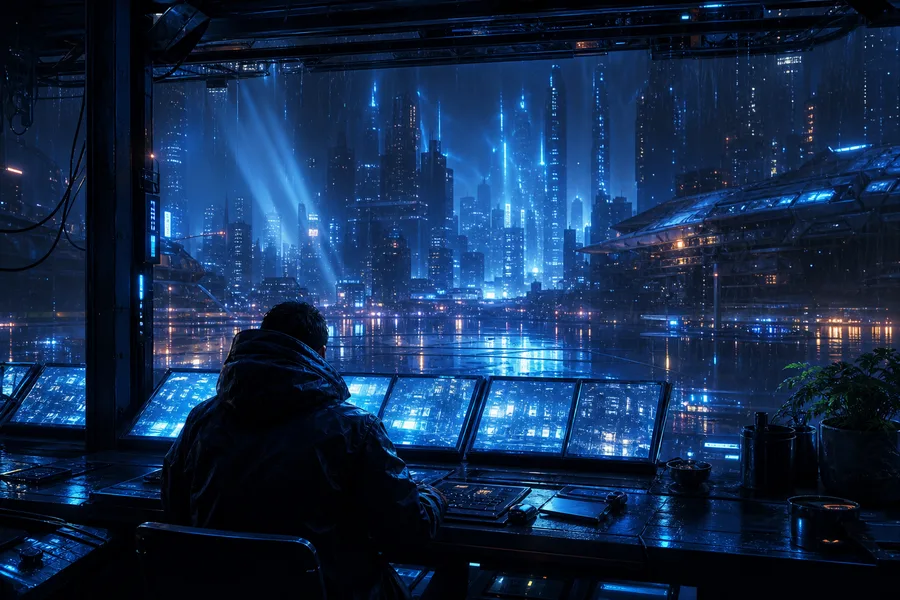 Cyberpunk Hacker Room With Neon Screens Cyberpunk Wallpaper  3 4K