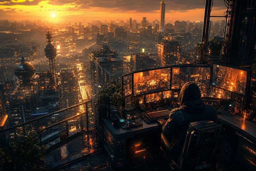 Cyberpunk Hacker Room With Neon Screens Cyberpunk Wallpaper  3 4K