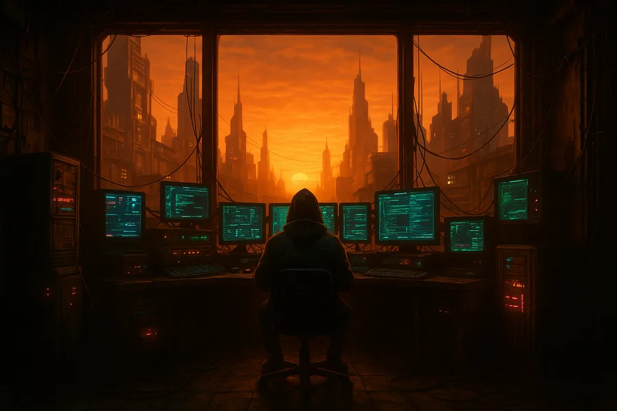Cyberpunk Hacker Room With Neon Screens Cyberpunk Wallpaper  3 4K