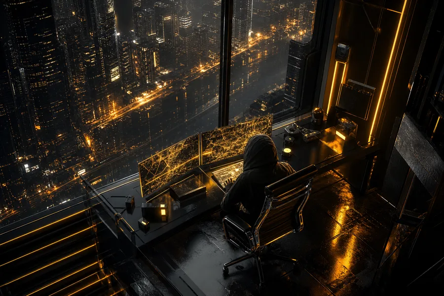 Cyberpunk Hacker Room With Neon Screens Cyberpunk Wallpaper  3 4K