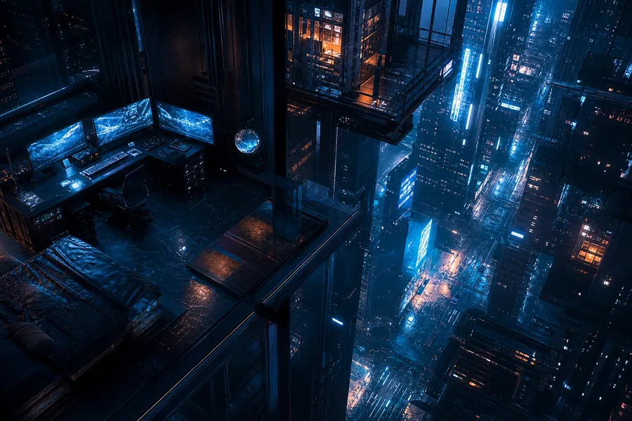 Cyberpunk Hacker Room With Neon Screens Cyberpunk Wallpaper  3 4K