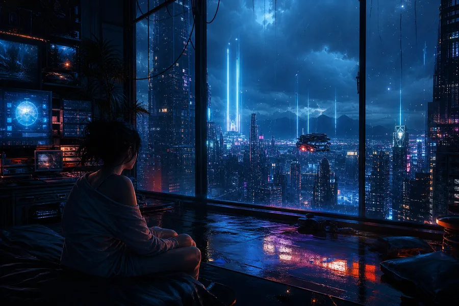 Cyberpunk Hacker Room With Neon Screens Cyberpunk Wallpaper  3 4K