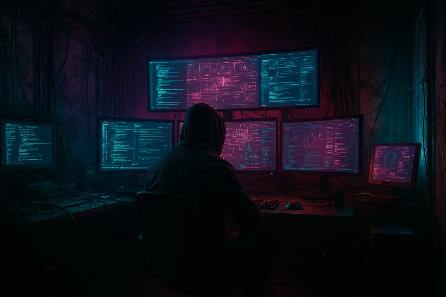 Cyberpunk Hacker Room With Neon Screens Cyberpunk Wallpaper  3 4K