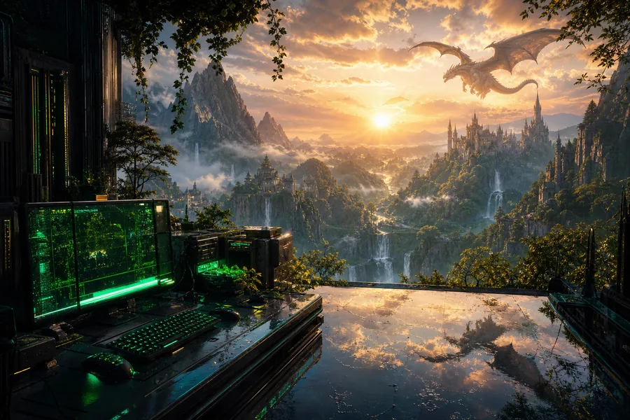 Cyberpunk Hacker Room With Neon Screens Fantasy Wallpaper  3 4K