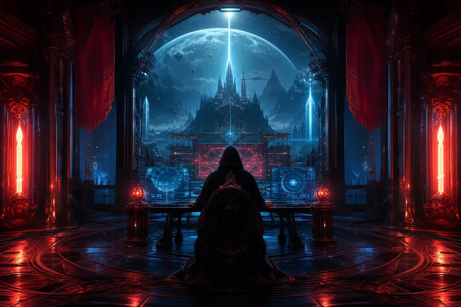 Cyberpunk Hacker Room With Neon Screens Fantasy Wallpaper  3 4K