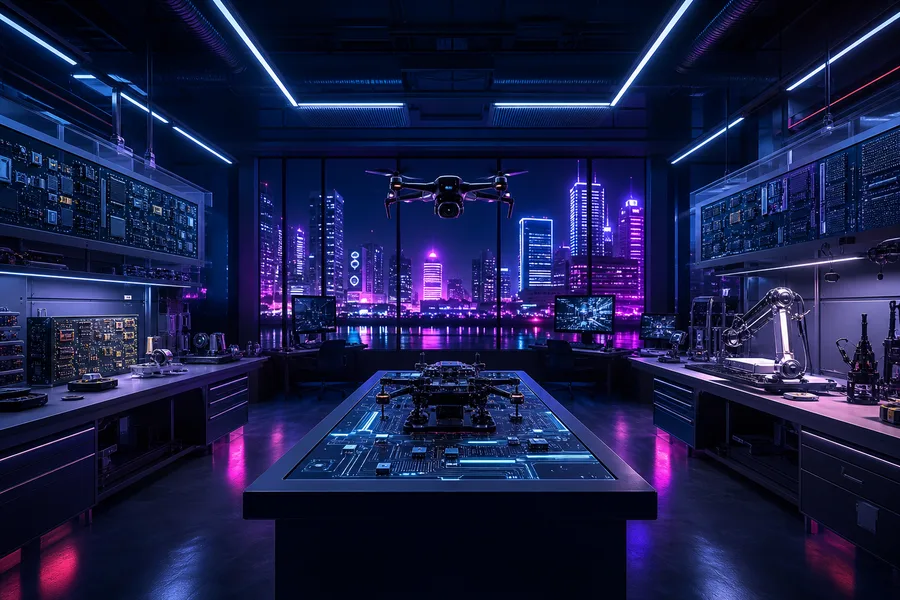 Cyberpunk Hacker Room With Neon Screens Hamster-Robotics Wallpaper  3 4K