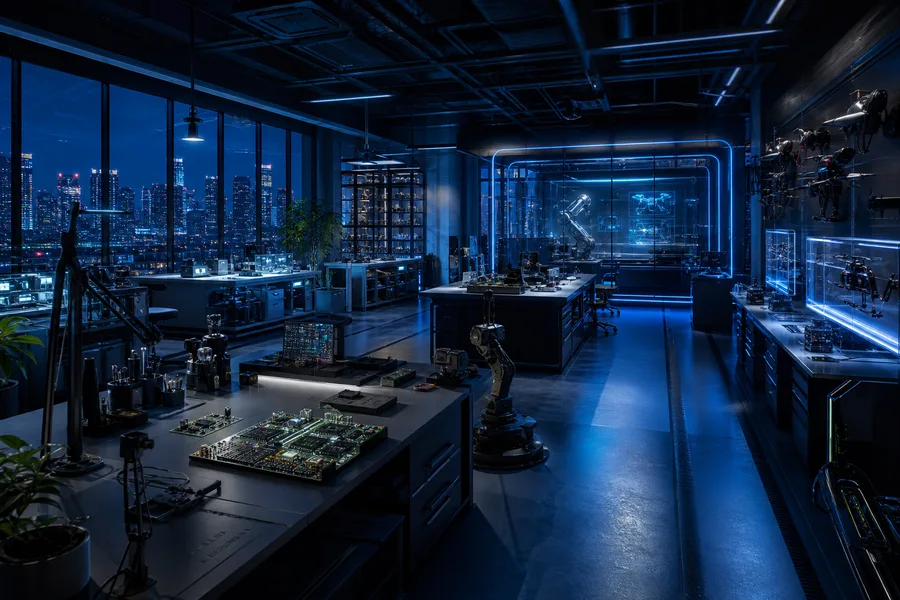 Cyberpunk Hacker Room With Neon Screens Hamster-Robotics Wallpaper  3 4K