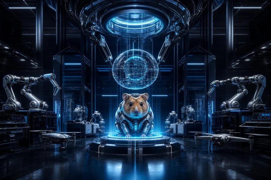 Cyberpunk Hacker Room With Neon Screens Hamster-Robotics Wallpaper  3 4K