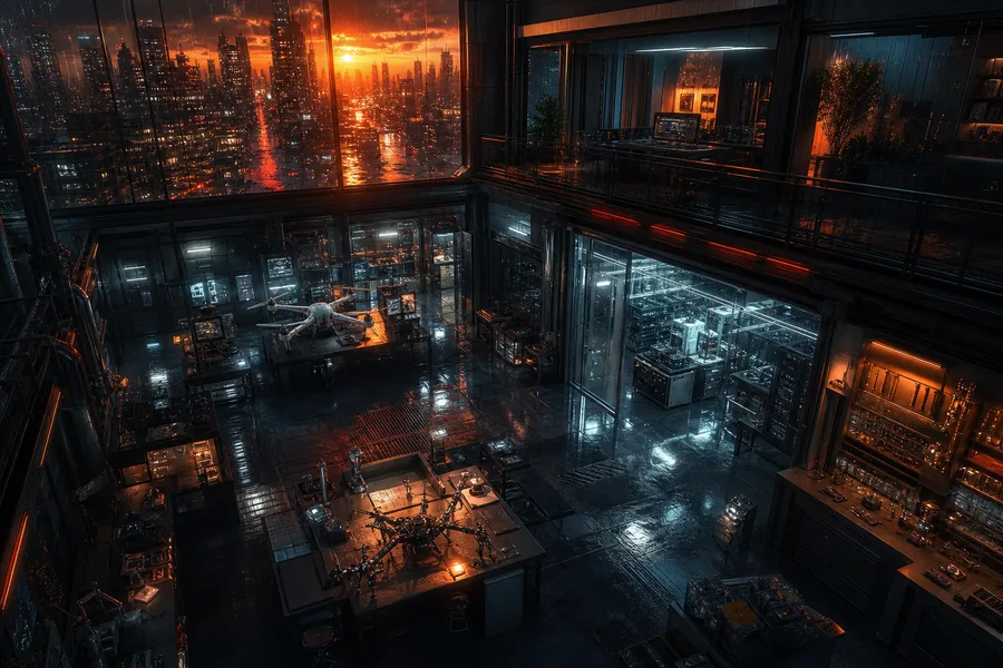 Cyberpunk Hacker Room With Neon Screens Hamster-Robotics Wallpaper  3 4K
