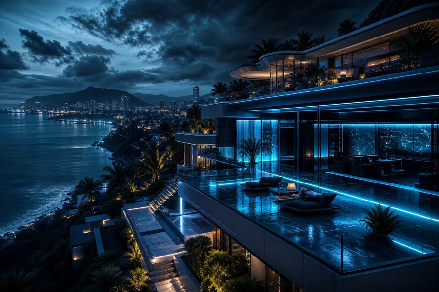 Cyberpunk Hacker Room With Neon Screens Luxury-Villas Wallpaper  3 4K