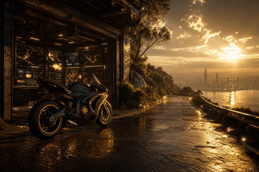 Cyberpunk Hacker Room With Neon Screens Motorcycles Wallpaper  3 4K