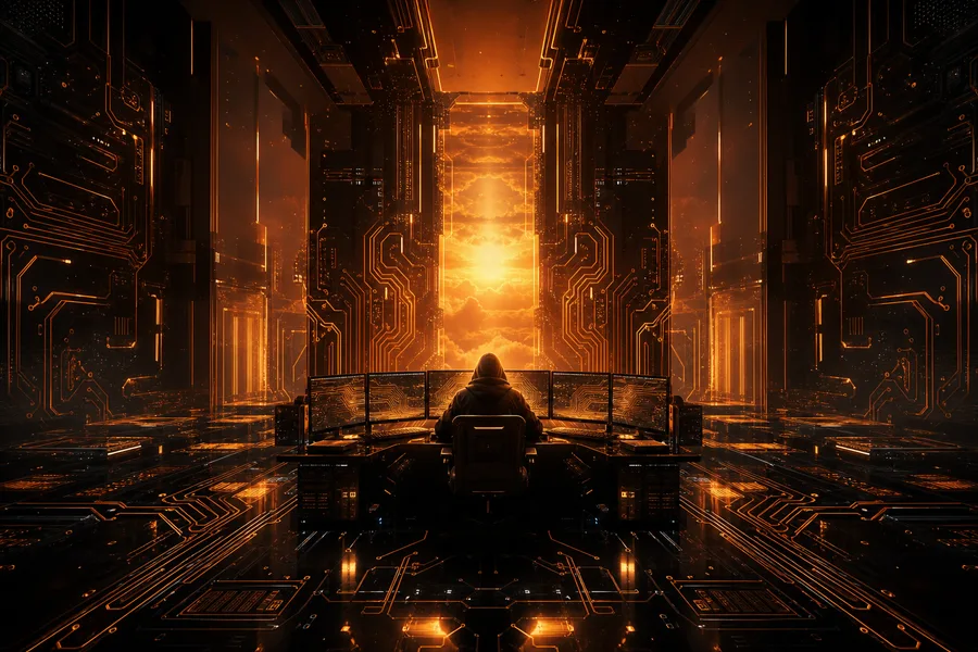 Cyberpunk Hacker Room With Neon Screens Pcb-Design Wallpaper  3 4K
