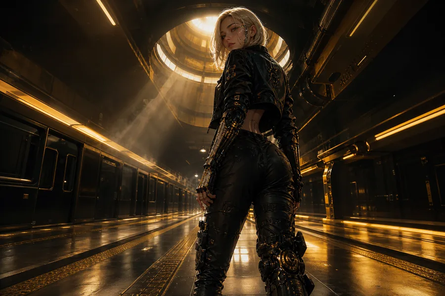 Cyberpunk Subway Station Ai-Girls Wallpaper  10 4K