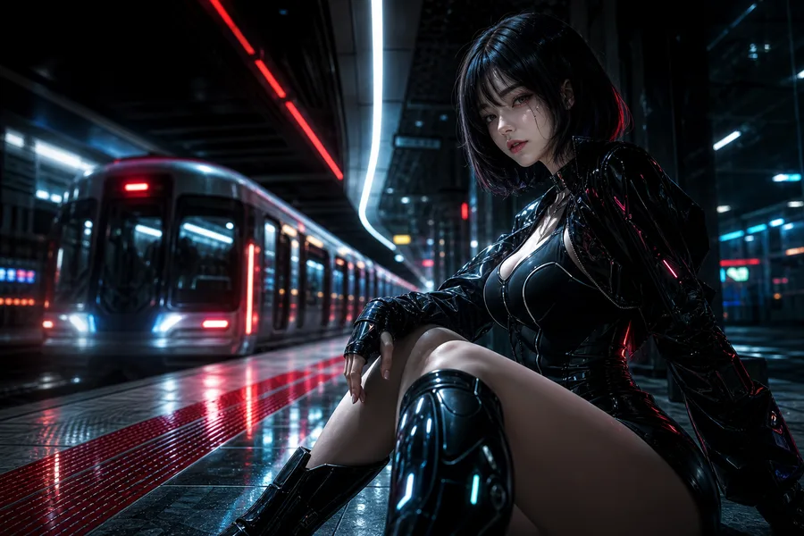 Cyberpunk Subway Station Ai-Girls Wallpaper  10 4K