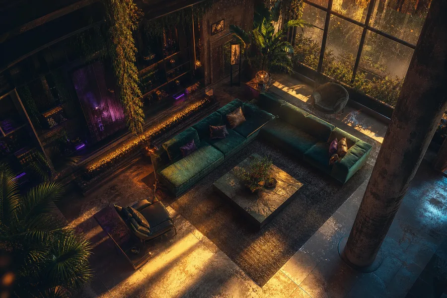 Cyberpunk Subway Station Living-Room-Design Wallpaper  26 4K