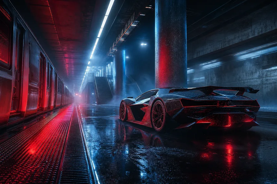 Cyberpunk Subway Station Supercars Wallpaper  10 4K