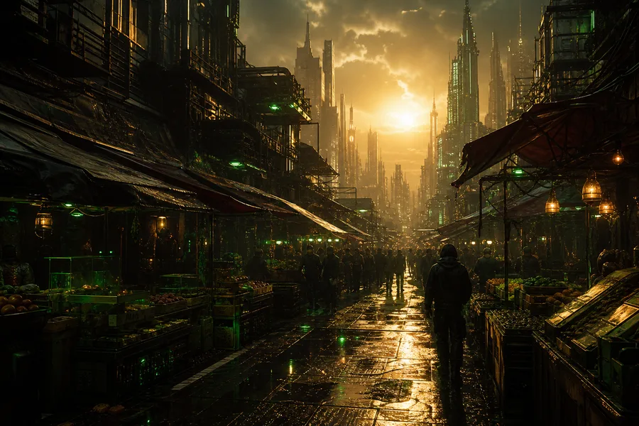 Dark Cyberpunk Market Street Cyberpunk Wallpaper  8 4K