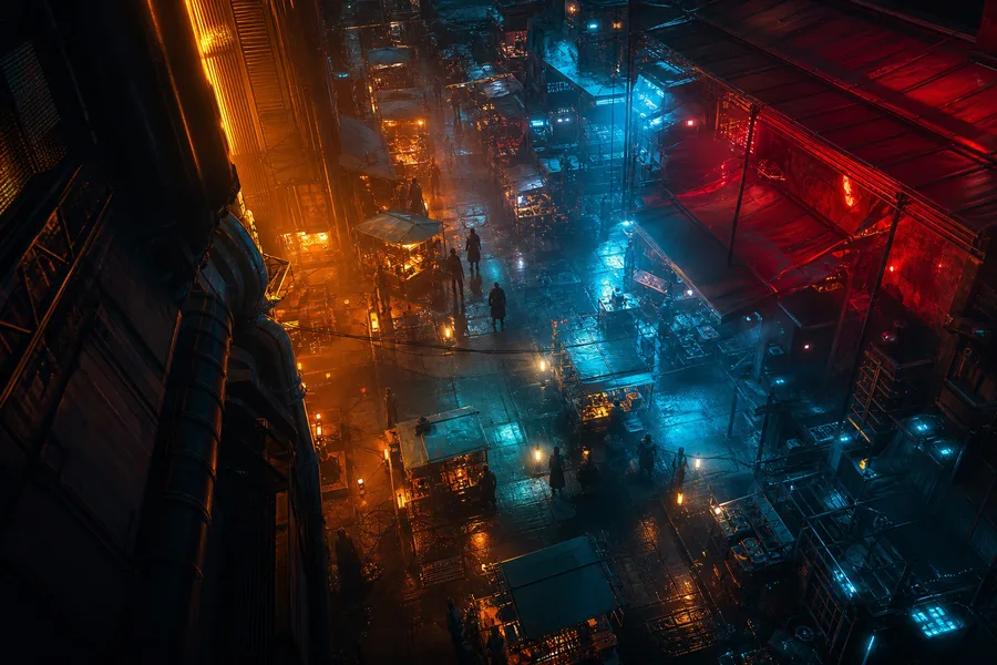 Dark Cyberpunk Market Street Cyberpunk Wallpaper  8 4K