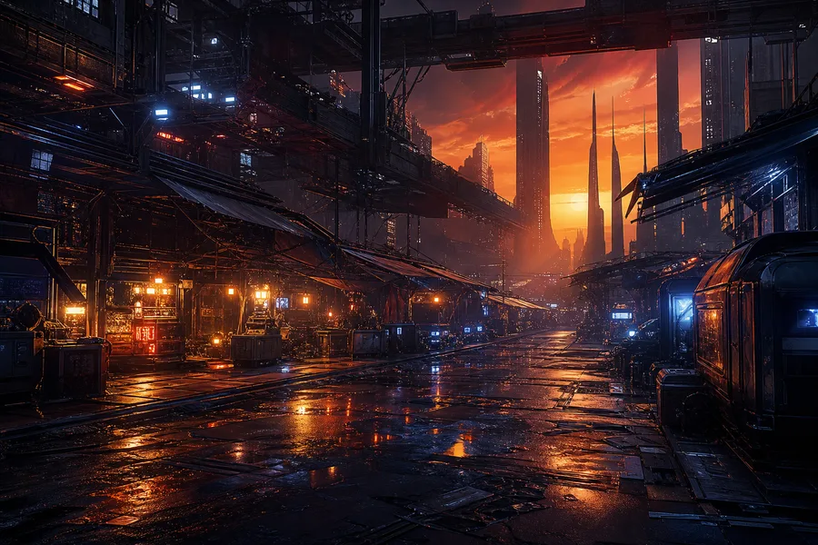 Dark Cyberpunk Market Street Cyberpunk Wallpaper  8 4K