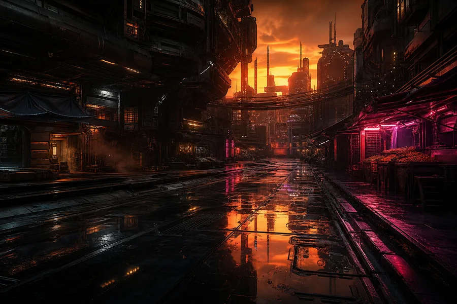 Dark Cyberpunk Market Street Cyberpunk Wallpaper  8 4K