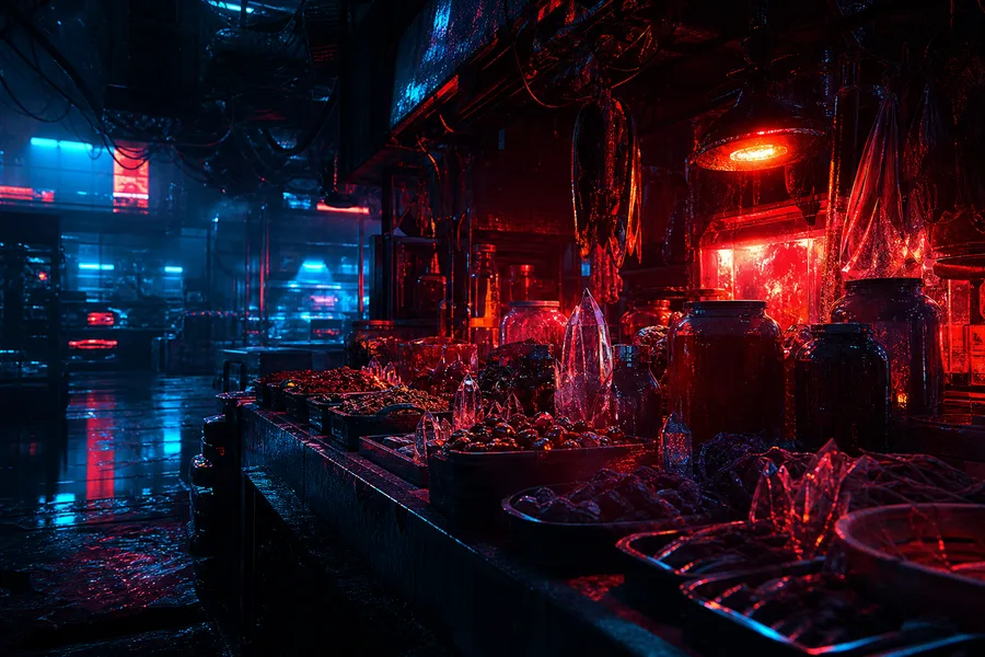 Dark Cyberpunk Market Street Cyberpunk Wallpaper  8 4K