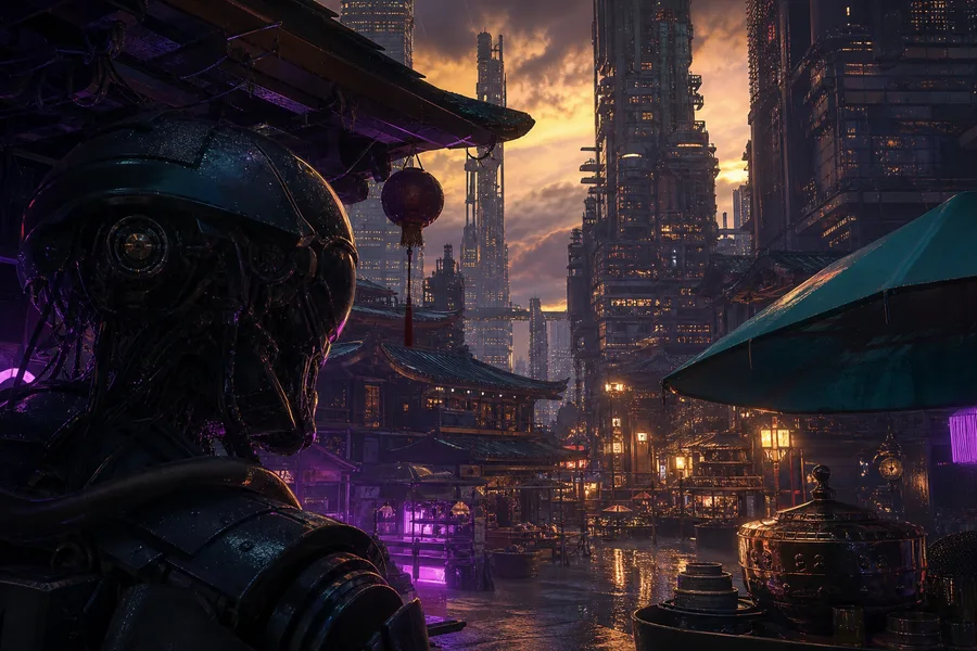 Dark Cyberpunk Market Street Cyberpunk Wallpaper  8 4K