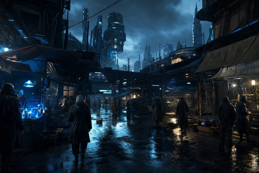 Dark Cyberpunk Market Street Cyberpunk Wallpaper  8 4K