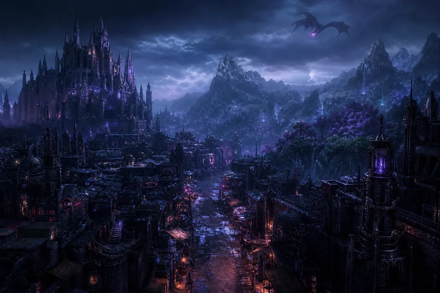 Dark Cyberpunk Market Street Fantasy Wallpaper  8 4K