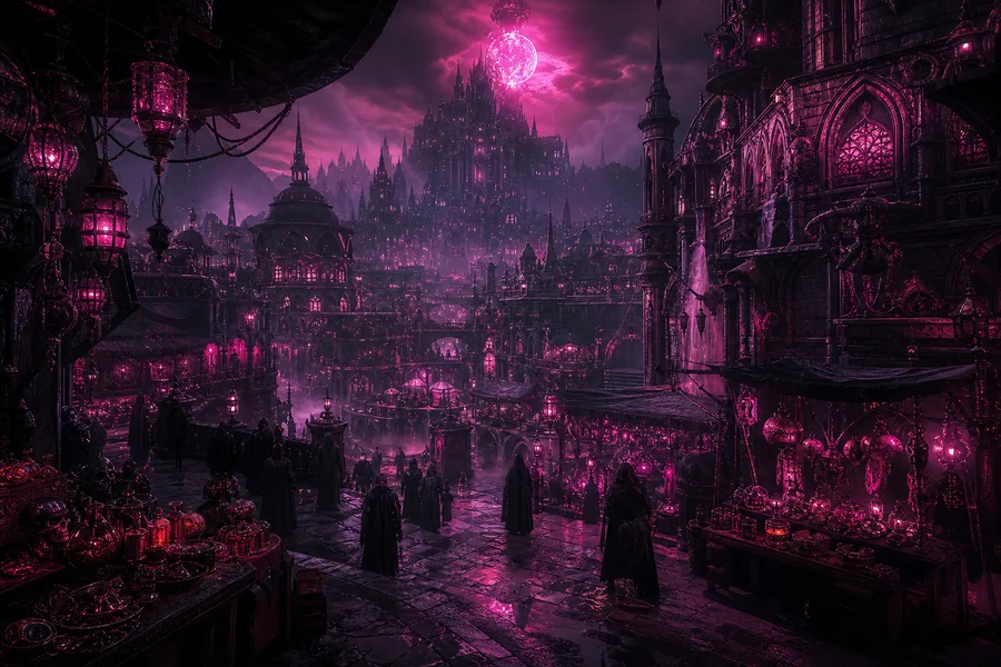 Dark Cyberpunk Market Street Fantasy Wallpaper  8 4K