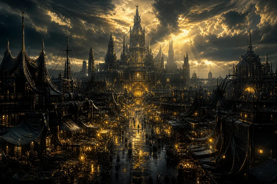 Dark Cyberpunk Market Street Fantasy Wallpaper  8 4K