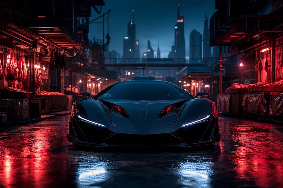 Dark Cyberpunk Market Street Supercars Wallpaper  8 4K