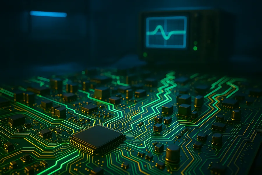 Electronics Lab With Oscilloscope And Neon Lights Electronics Wallpaper  3 4K