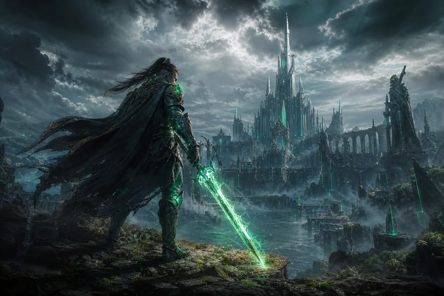 Epic Fantasy Warrior With Glowing Sword Gaming Wallpaper  2 4K