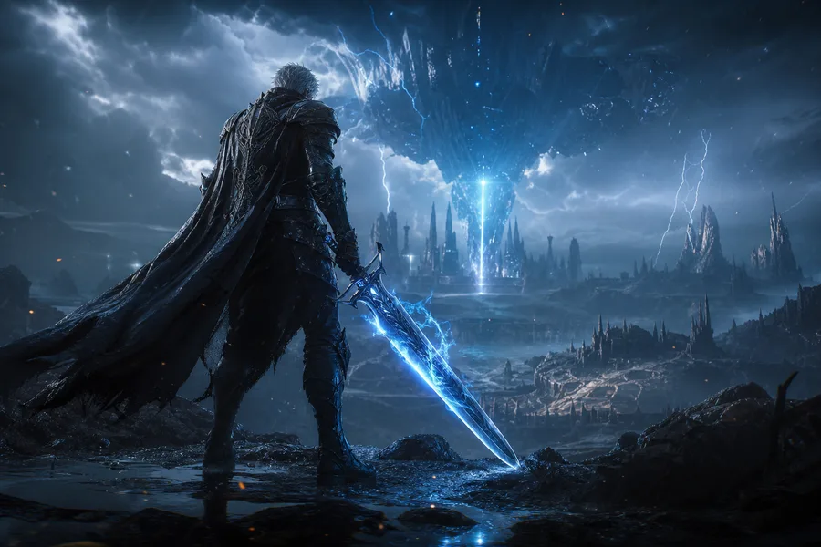 Epic Fantasy Warrior With Glowing Sword Gaming Wallpaper  2 4K