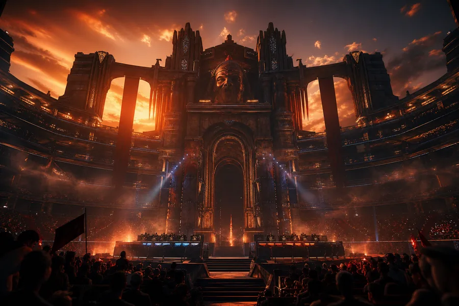 Esports Stage With Dramatic Lighting Gaming Wallpaper  6 4K