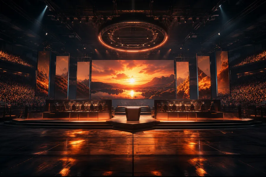 Esports Stage With Dramatic Lighting Gaming Wallpaper  6 4K