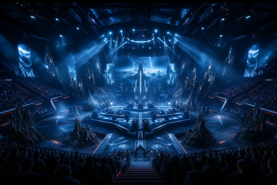 Esports Stage With Dramatic Lighting Gaming Wallpaper  6 4K